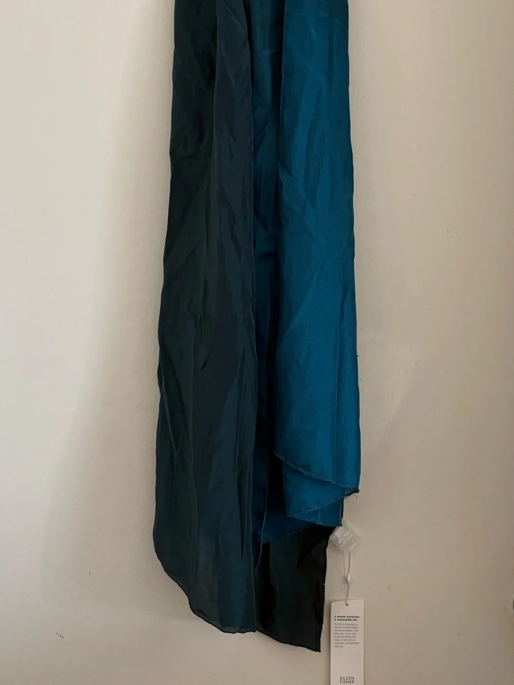 Eileen Fisher Teal Hand-dyed Silk Scarf
